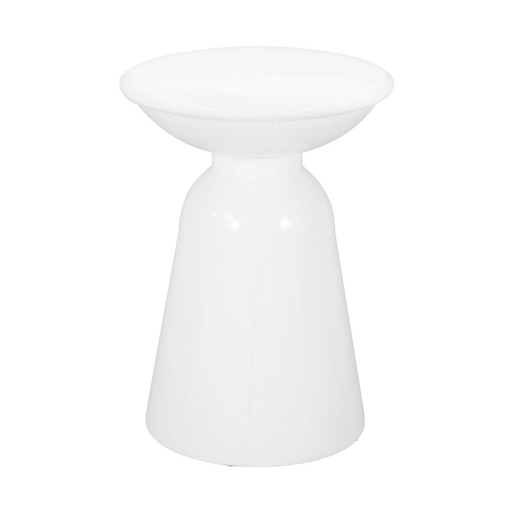 Suma Outdoor Side End Table Set of 2, Round Top, Pedestal, White Iron - BM324034
