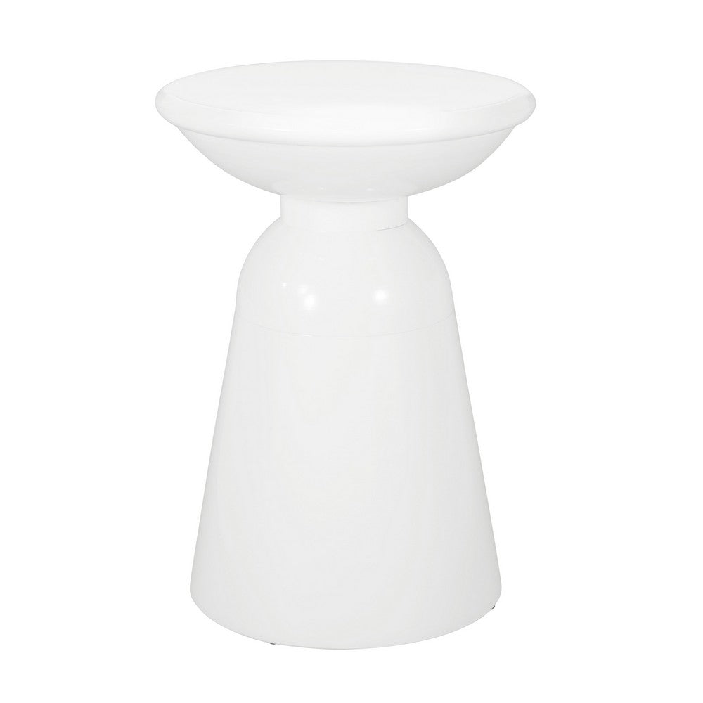 Suma Outdoor Side End Table Set of 2, Round Top, Pedestal, White Iron - BM324034