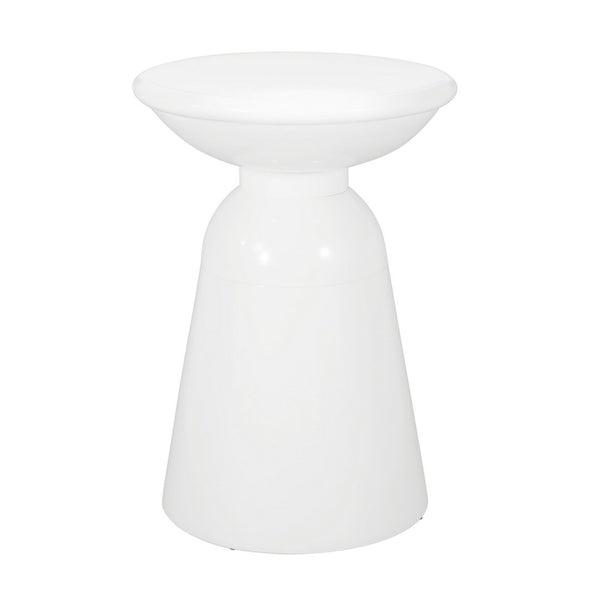 Suma Outdoor Side End Table Set of 2, Round Top, Pedestal, White Iron - BM324034