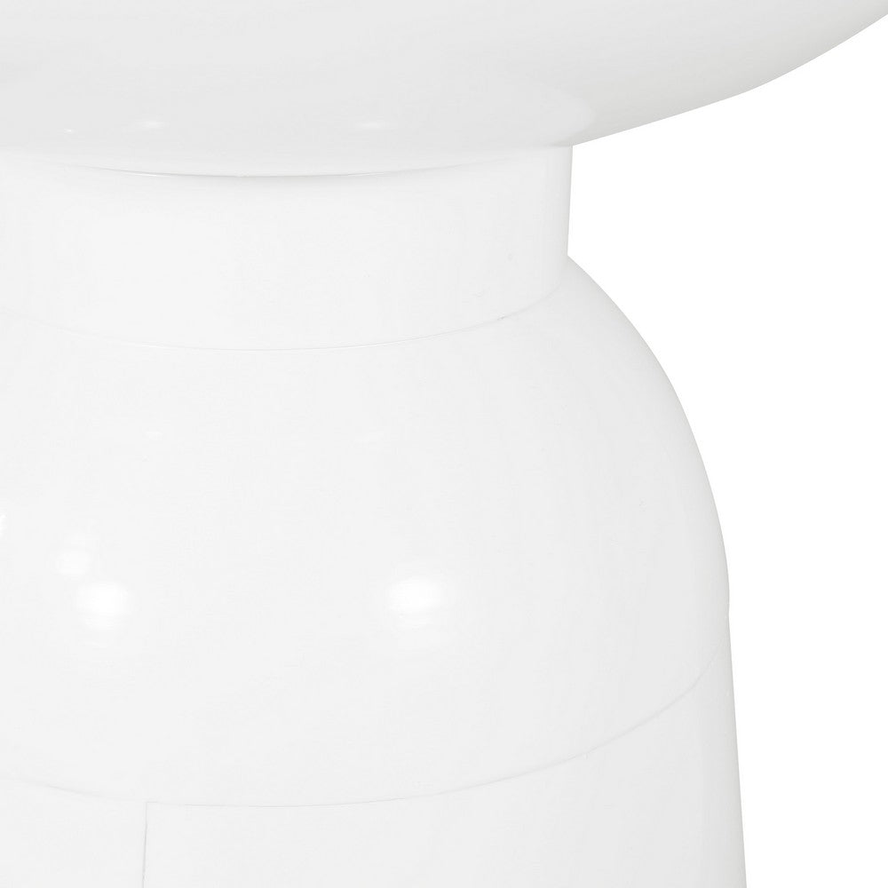 Suma Outdoor Side End Table Set of 2, Round Top, Pedestal, White Iron - BM324034