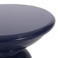 Suma Outdoor End Table Set of 2, Round, Pedestal Base, Navy Blue Iron - BM324035