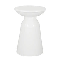 Suma Outdoor End Table, Round 15 Inch Top, Pedestal Base, White Iron - BM324036