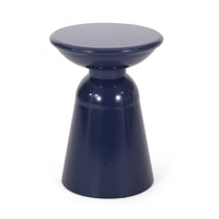 Suma Outdoor End Table, Round 15 Inch Top, Pedestal Base, Blue Iron - BM324037