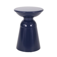 Suma Outdoor End Table, Round 15 Inch Top, Pedestal Base, Blue Iron - BM324037