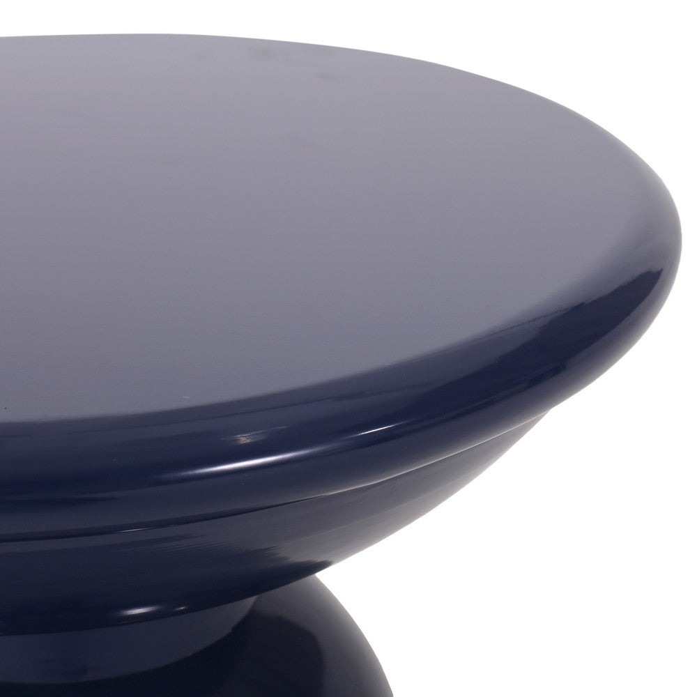 Suma Outdoor End Table, Round 15 Inch Top, Pedestal Base, Blue Iron - BM324037
