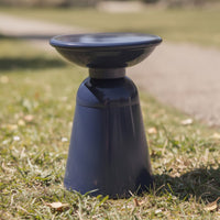 Suma Outdoor End Table, Round 15 Inch Top, Pedestal Base, Blue Iron - BM324037