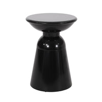 Suma Outdoor End Table, Round 15 Inch Top, Pedestal Base, Black Iron - BM324038