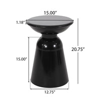 Suma Outdoor End Table, Round 15 Inch Top, Pedestal Base, Black Iron - BM324038