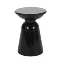 Suma Outdoor End Table, Round 15 Inch Top, Pedestal Base, Black Iron - BM324038