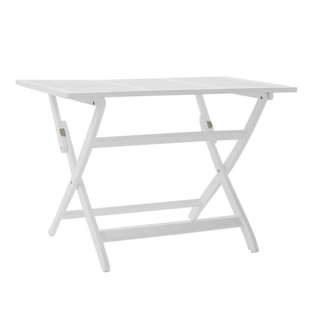 Cami Outdoor Foldable Dining Table, Rectangular 44 Inch, White Wood - BM324039