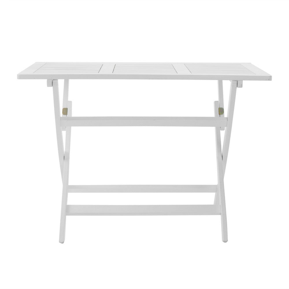 Cami Outdoor Foldable Dining Table, Rectangular 44 Inch, White Wood - BM324039