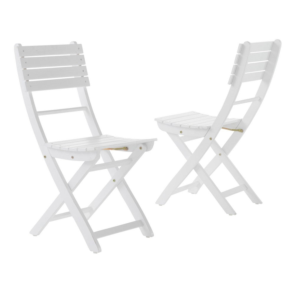 Cami Outdoor Foldable Dining Chair Set of 2, Slatted, X Legs, White - BM324040
