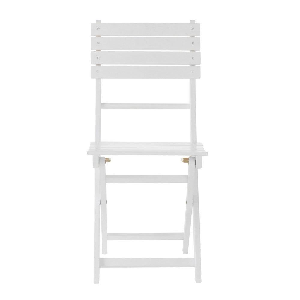 Cami Outdoor Foldable Dining Chair Set of 2, Slatted, X Legs, White - BM324040