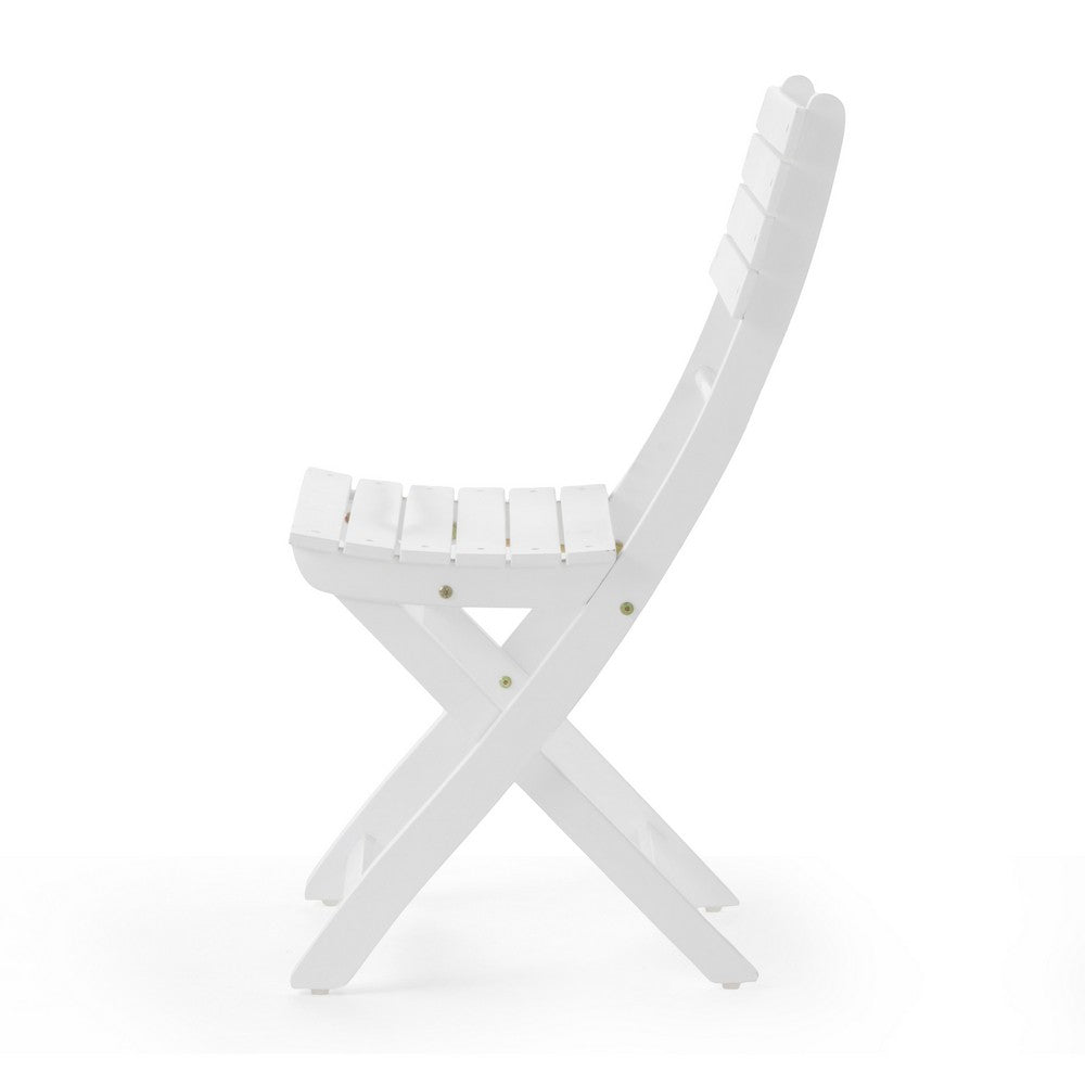 Cami Outdoor Foldable Dining Chair Set of 2, Slatted, X Legs, White - BM324040