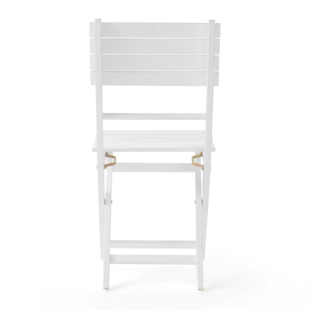 Cami Outdoor Foldable Dining Chair Set of 2, Slatted, X Legs, White - BM324040