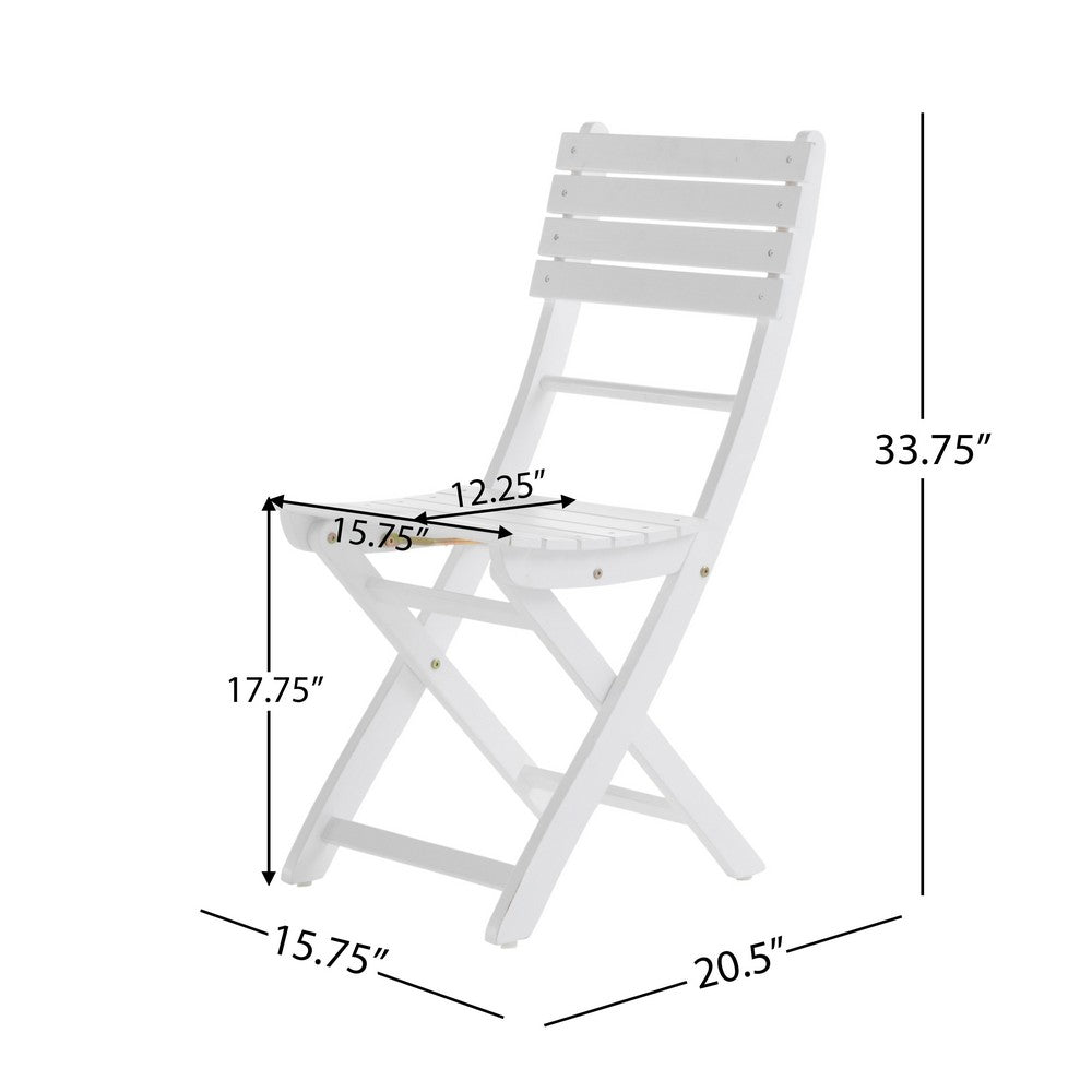 Cami Outdoor Foldable Dining Chair Set of 2, Slatted, X Legs, White - BM324040