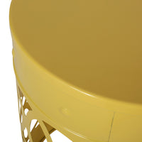 Kemo Outdoor End Table, Round 14 Inch, Cutout Design, Yellow Frame - BM324042