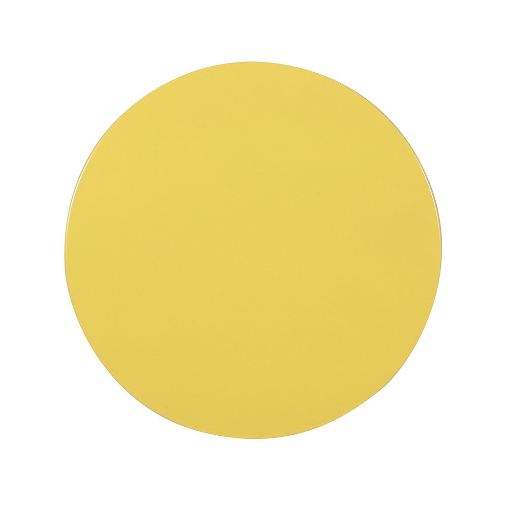 Kemo Outdoor End Table, Round 14 Inch, Cutout Design, Yellow Frame - BM324042
