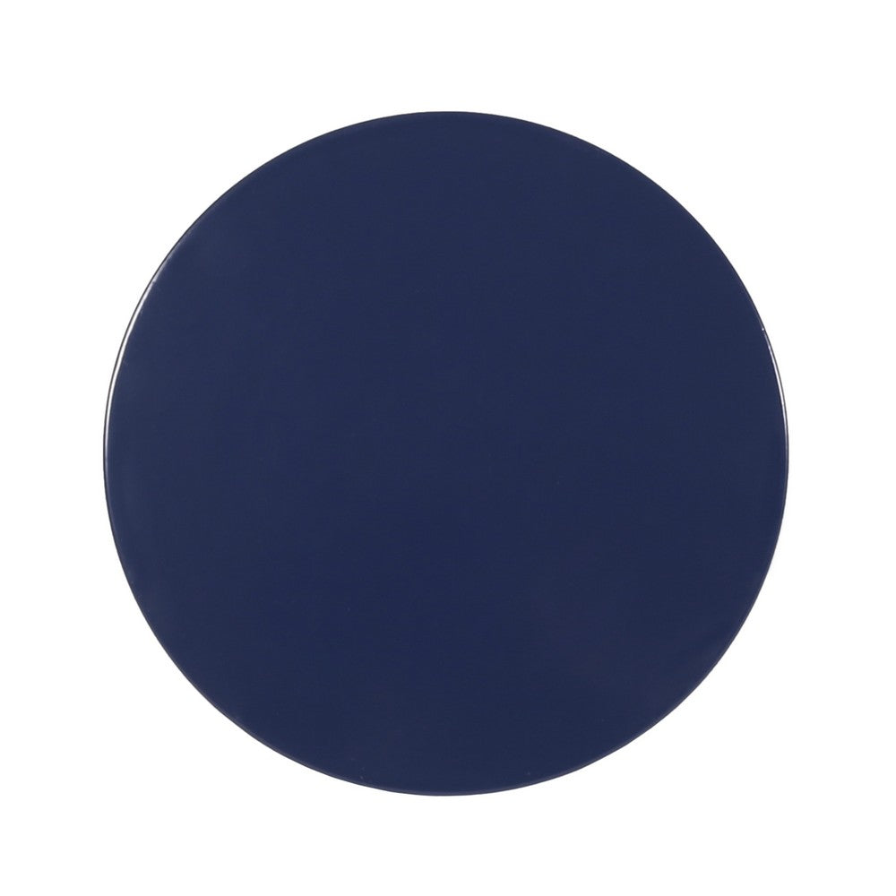 Kemo Outdoor End Table Set of 2, Round Top, Cutout Design, Navy Blue - BM324043