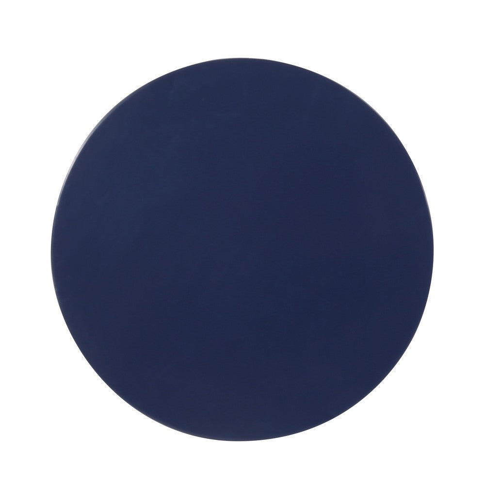 Kemo Outdoor End Table, Round 14 Inch, Cutout Design, Navy Blue - BM324044