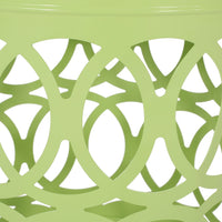 Kemo Outdoor End Table, Round 14 Inch, Cutout Design, Green Iron Frame - BM324047