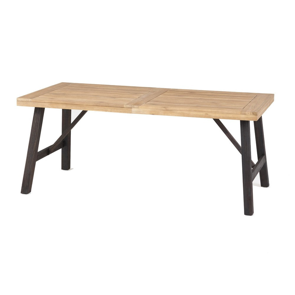 Wren Outdoor Dining Table, Rectangular 71 Inch, Brown and Black Wood - BM324053