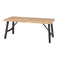 Wren Outdoor Dining Table, Rectangular 71 Inch, Brown and Black Wood - BM324053