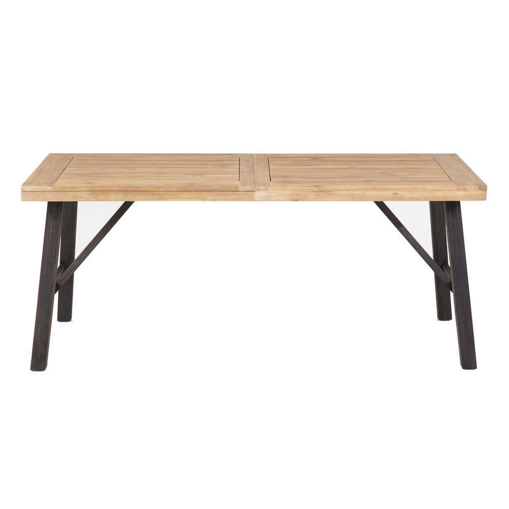 Wren Outdoor Dining Table, Rectangular 71 Inch, Brown and Black Wood - BM324053