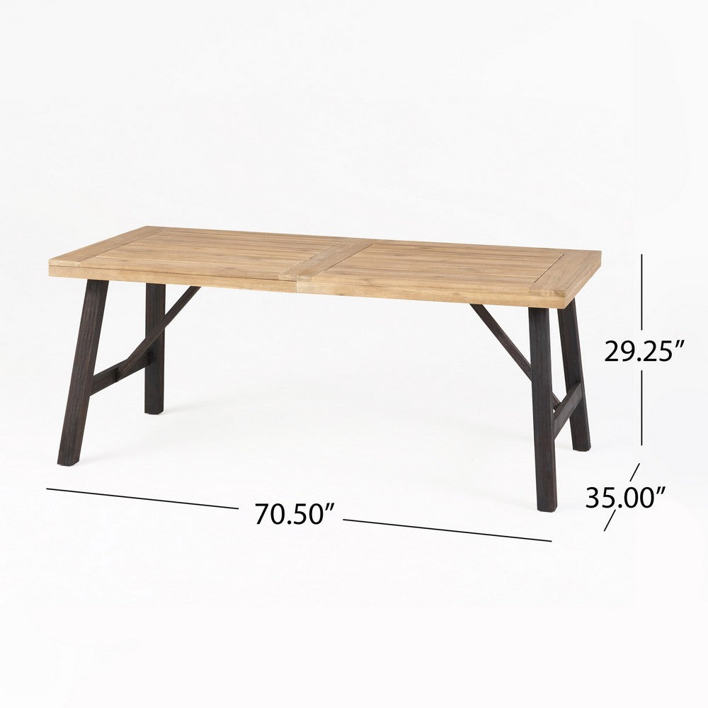 Wren Outdoor Dining Table, Rectangular 71 Inch, Brown and Black Wood - BM324053