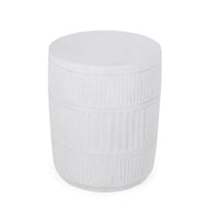 End Table, White Faux Concrete, Round 15 Inch Top, Natural White - BM324061