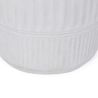 End Table, White Faux Concrete, Round 15 Inch Top, Natural White - BM324061