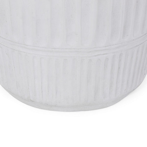 End Table, White Faux Concrete, Round 15 Inch Top, Natural White - BM324061