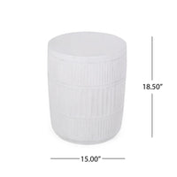 End Table, White Faux Concrete, Round 15 Inch Top, Natural White - BM324061