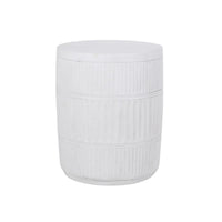 End Table, White Faux Concrete, Round 15 Inch Top, Natural White - BM324061