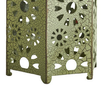 Liana Outdoor Side Table, Hexagonal 14 Inch, Sunburst Cut Out, Green - BM324062