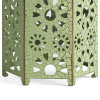 Liana Outdoor Side Table, Hexagonal 12 Inch, Sunburst Cut Out, Green - BM324063