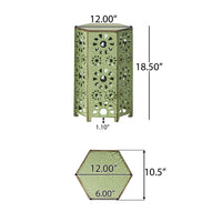 Liana Outdoor Side Table, Hexagonal 12 Inch, Sunburst Cut Out, Green - BM324063