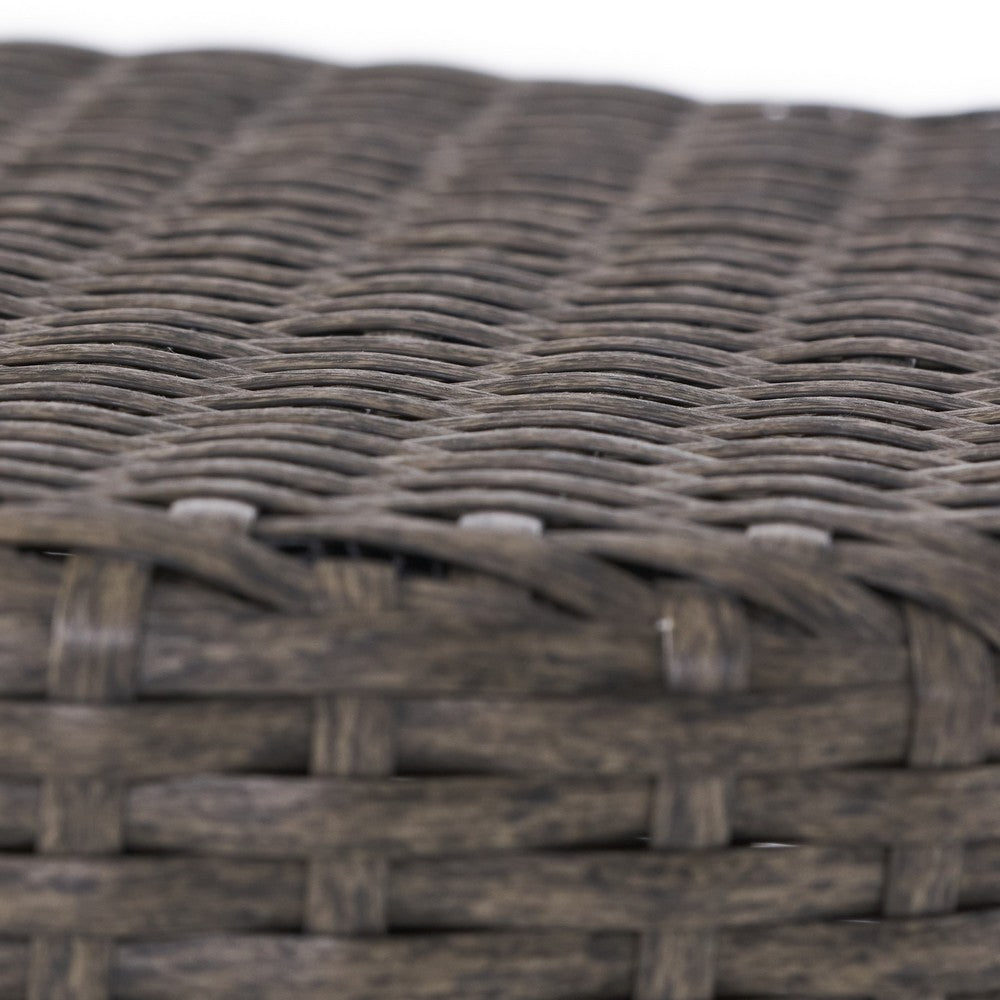 Olum Outdoor Side Table, Barrel Shape, Gray PE Rattan, Iron, 18 Inch - BM324073