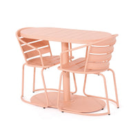 Monalisa 3 Piece Outdoor Bistro Set with 1 Oval Table, 2 Chairs, Pink - BM324074