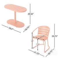 Monalisa 3 Piece Outdoor Bistro Set with 1 Oval Table, 2 Chairs, Pink - BM324074