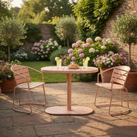 Monalisa 3 Piece Outdoor Bistro Set with 1 Oval Table, 2 Chairs, Pink - BM324074