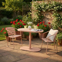 Monalisa 3 Piece Outdoor Bistro Set with 1 Oval Table, 2 Chairs, Pink - BM324074