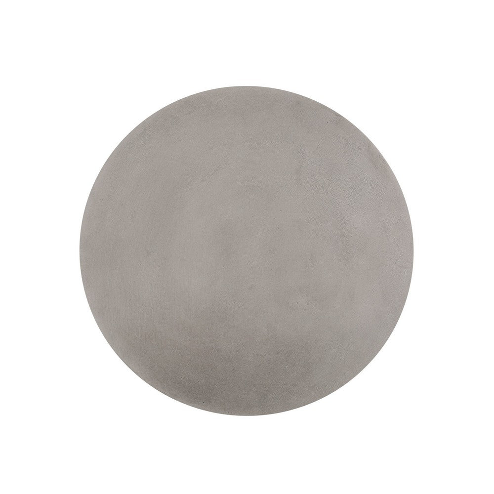 Outdoor Side End Table, Round Top Gray Faux Concrete, Round 16 Inch - BM324075