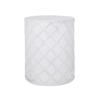 Outdoor End Table, Round 15 Inch Top, Antique White Faux Concrete - BM324079