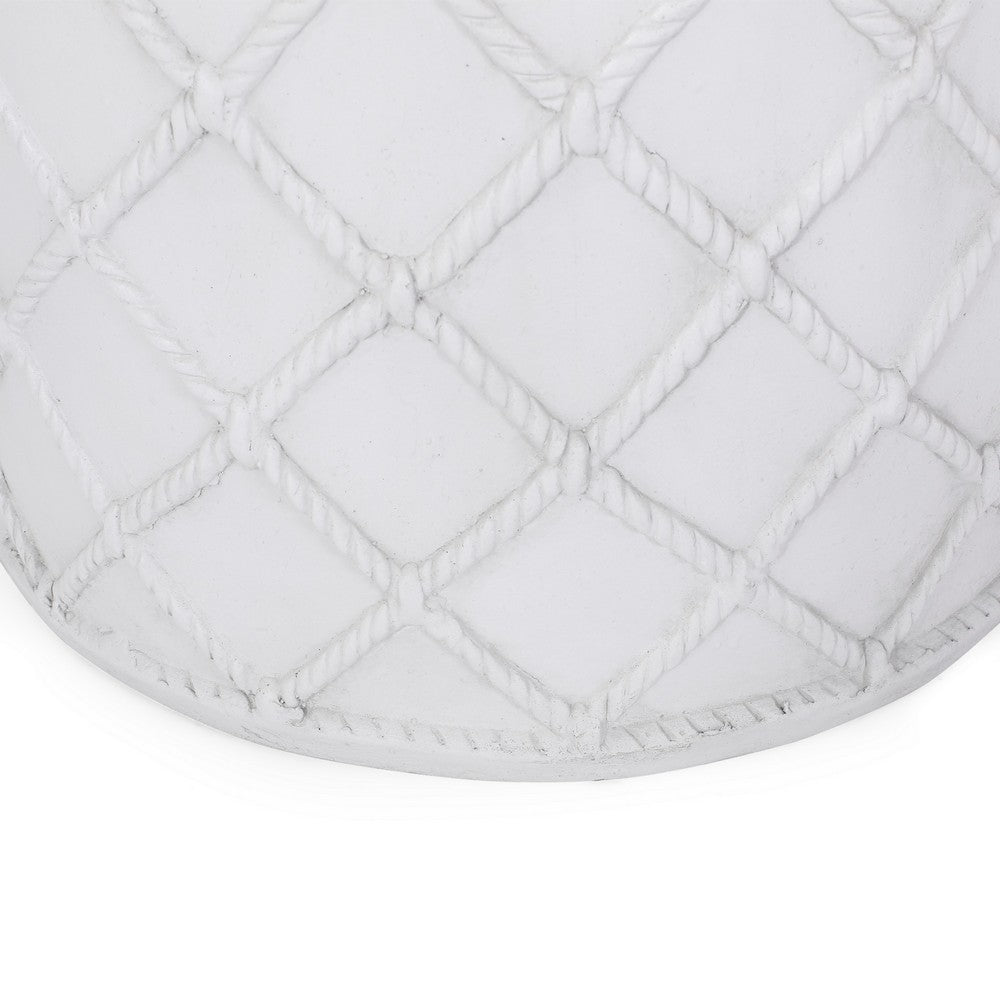 Outdoor End Table, Round 15 Inch Top, Antique White Faux Concrete - BM324079