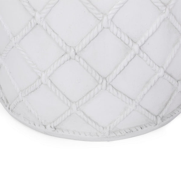 Outdoor End Table, Round 15 Inch Top, Antique White Faux Concrete - BM324079
