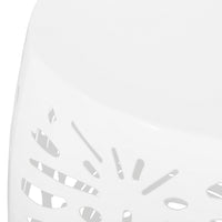 Miami Outdoor End Table Stool, Palm Leaf Pattern, White Iron, 17 Inch - BM324080