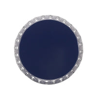 Miami Outdoor End Table, Cutout Design, Round 17 Inch, Navy Blue Iron - BM324083