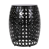 Miami Outdoor End Table, Cutout Design, Round 17 Inch, Black Iron - BM324085