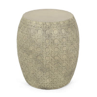 Outdoor End Table, Antique Yellow Faux Concrete, Round 18 Inch - BM324087